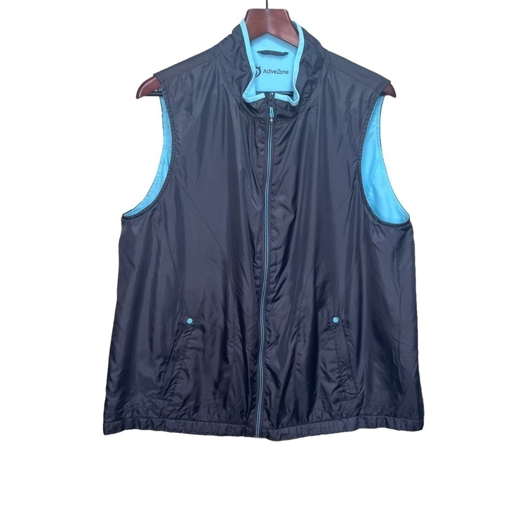 Penningtons Active Zone Plus Size Blue Fleece Lined Lightweight Vest 1X